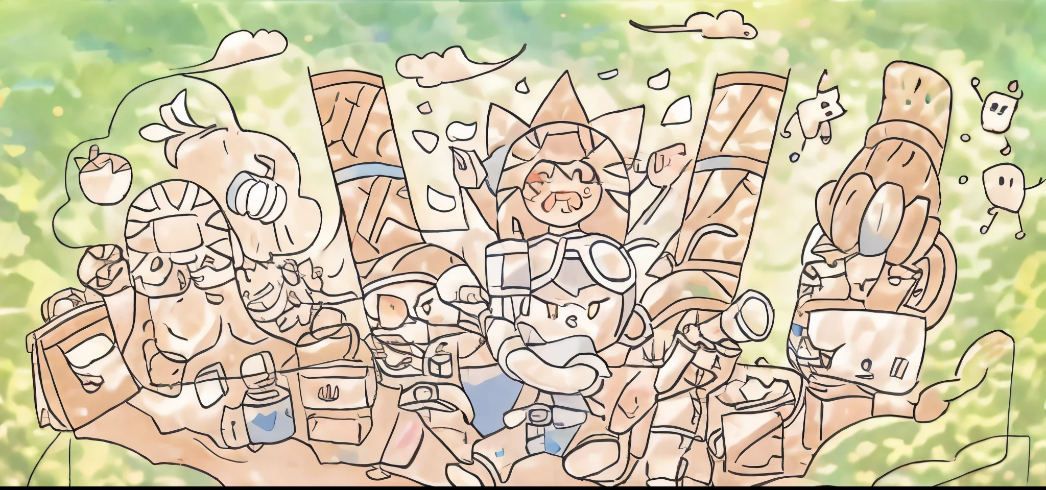 middle monkey police officer，On the right is the Butterfly Scout，On the left is the Little Bird medical staff，oda&#39;There&#39;s a monster behind me