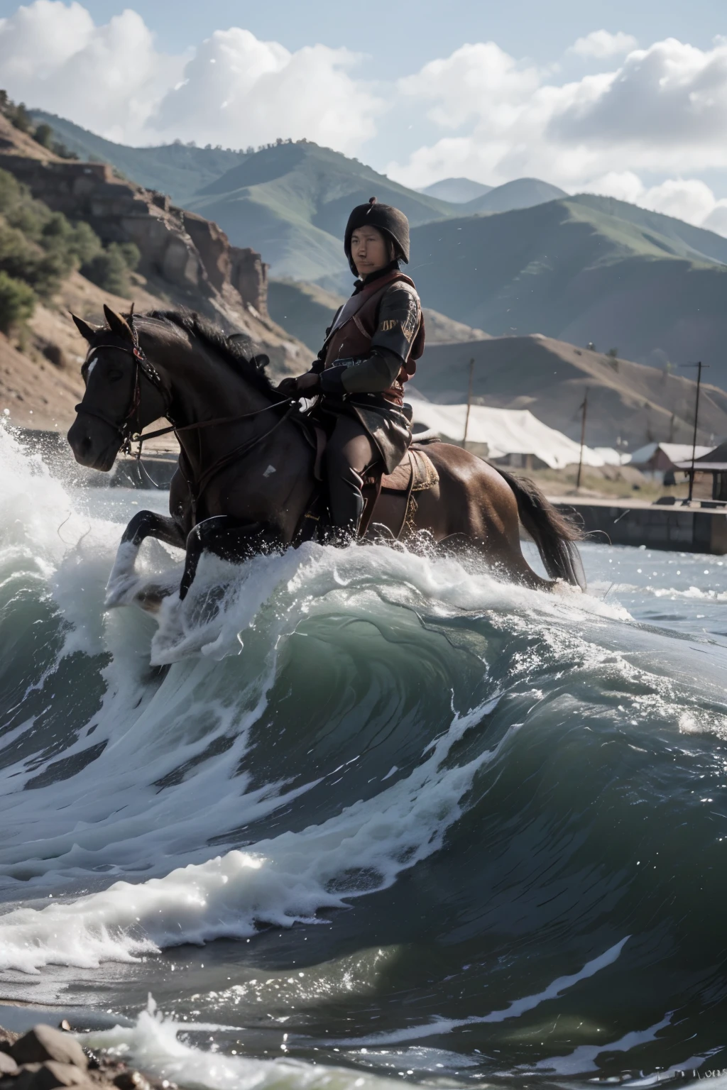 The Mongol army was blocked by waves