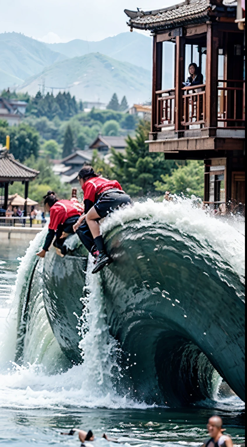 The huge Chinese Mongolian team was blocked by the waves