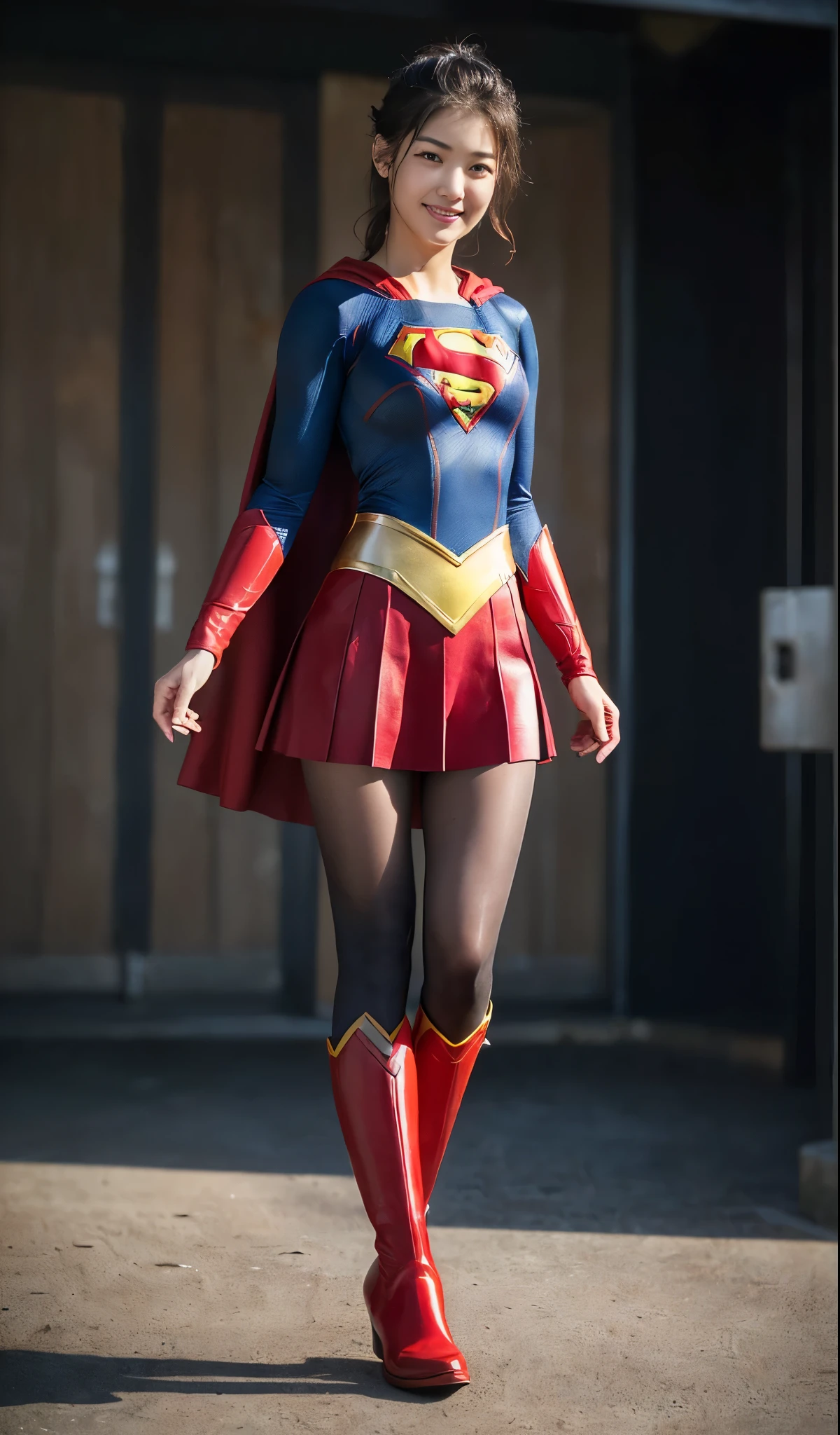 No background、Are sleeping、lying back on、(((Wear black tights on your beautiful legs.)))、(((Grow legs、tall、Legally express the beauty of your smile)))、((((Make the most of the original image)))、(((Supergirl Costume)))、(((beautiful hairl)))、(((Suffering)))、(((Feet must necessarily be worn with black tights)))、(((You need to wear red boots)))、((Top image quality、8K))、((top-quality、8K、​masterpiece:1.3))、(((Keep Background )))、Crisp focus:1.2、Beautiful woman with perfect body shape:1.4、Slender Abs:1.2、a wet body:1.5、Highly detailed facial and skin texture、8K