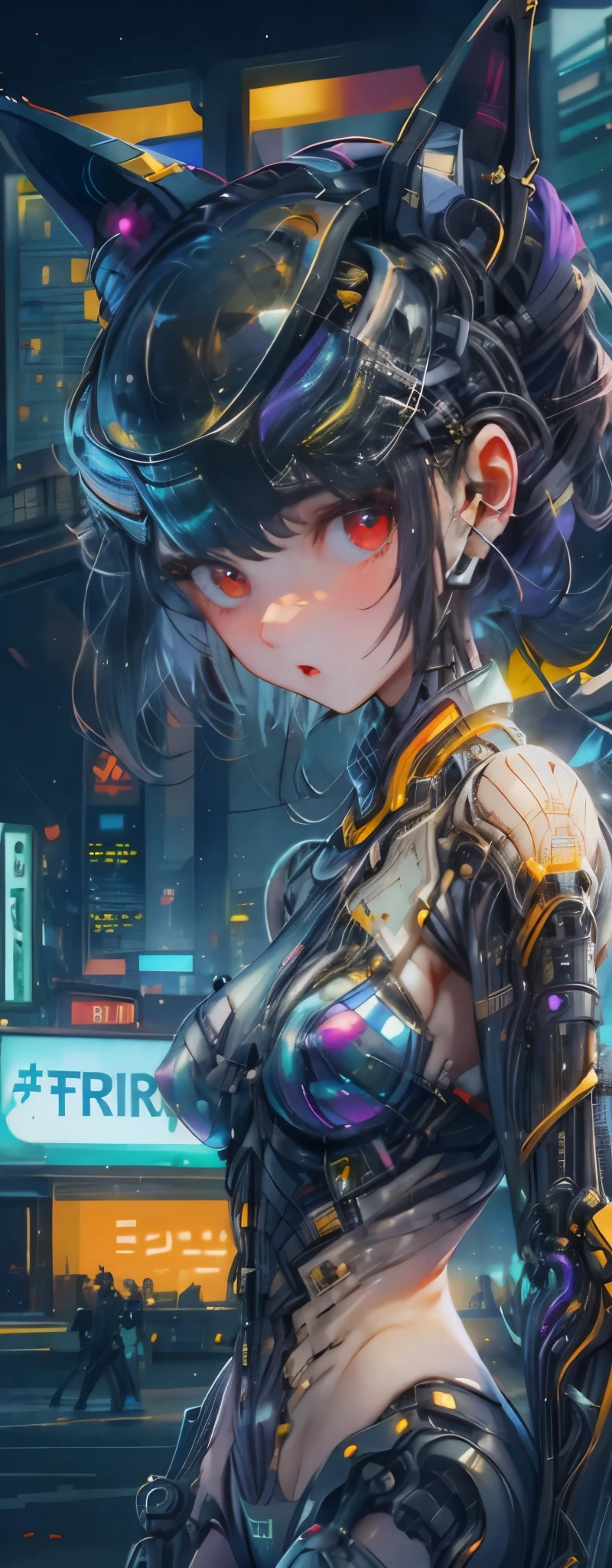 girl, red eyes, cute expression