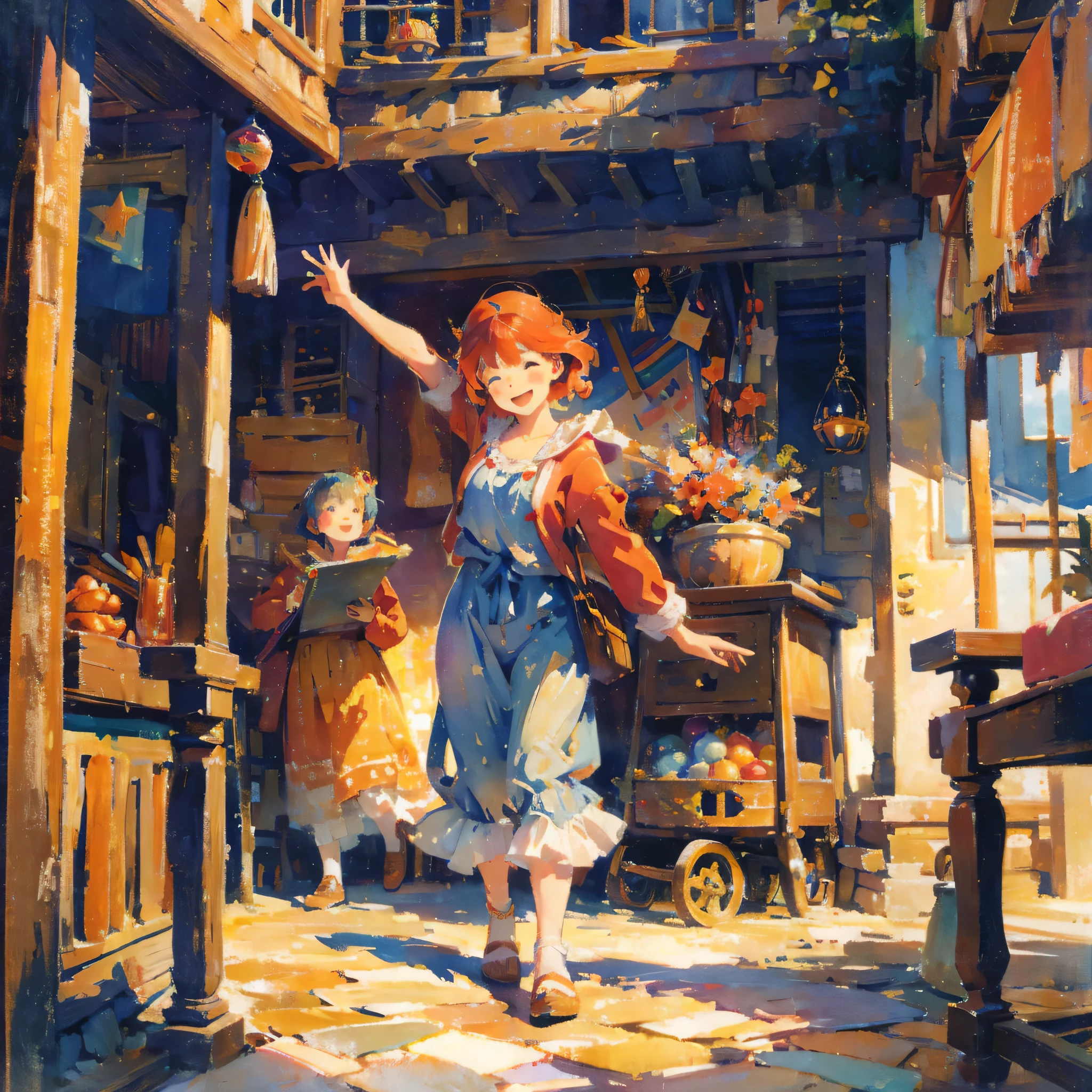 beautiful detailed architecture,festive atmosphere,colorful decorations,joyous celebrations,watercolor style,soft brushstrokes,vibrant colors,playful atmosphere,cozy and inviting,ethereal lighting.