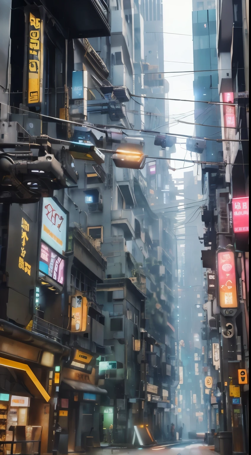 futuristic city, techno, neon light