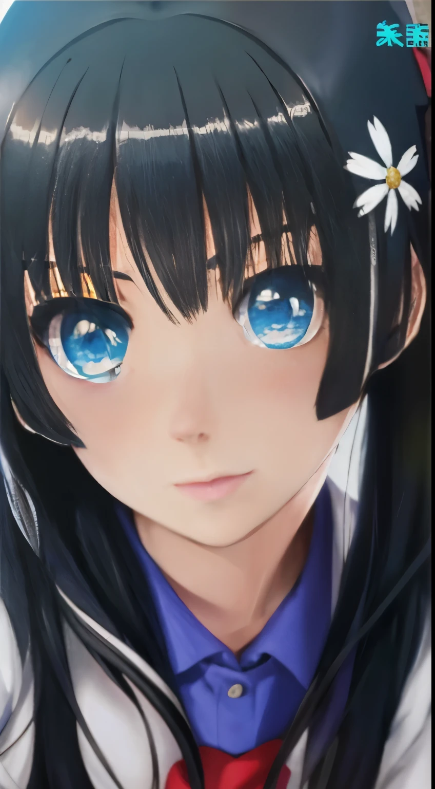 anime girl with long black hair and blue eyes in a school uniform, close up iwakura lain, iwakura lain, nagatoro, yuyushiki, close up of iwakura lain, yuruyuri, shikamimi, kimi takemura, hana yata, hinata hyuga, chiho, anime best girl,Saten Ruiko