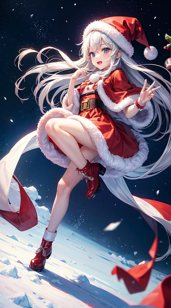 top-quality、Best fingers、cute little、femele、santa claus、carry a present、snowscape、natta