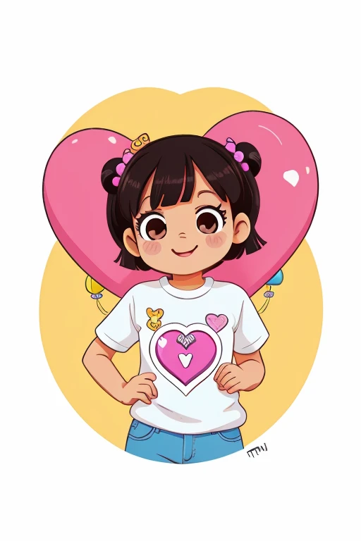 print ready vector t shirt design, kawaii brazilian tv nostalgia illustration in the shape of a heart, globo, sbt, tv shows, sticker, clean white background, professional vector, high detail, t shirt design, graffiti, vibrant,