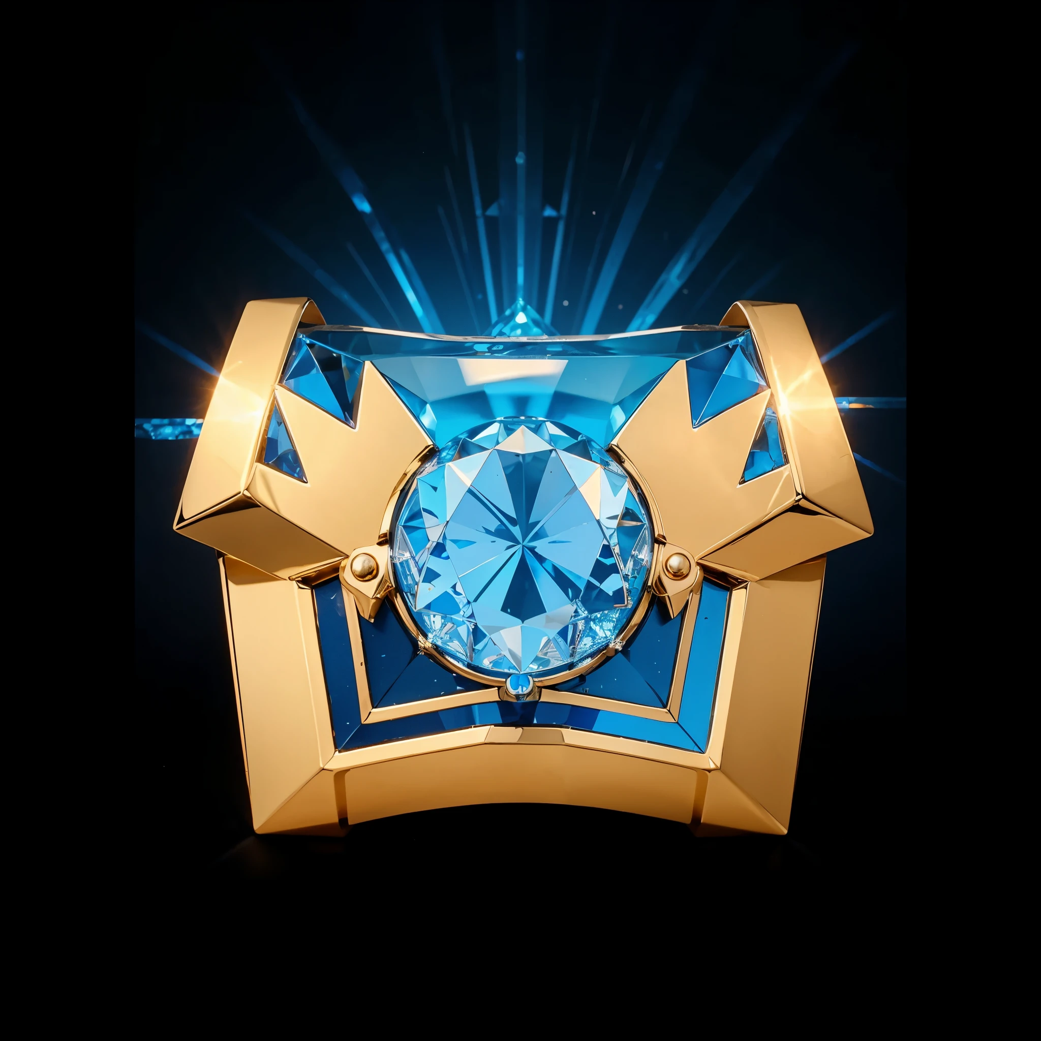 Blue crystal treasure chest，game prop，minimalistic background，k hd，high high quality，8K