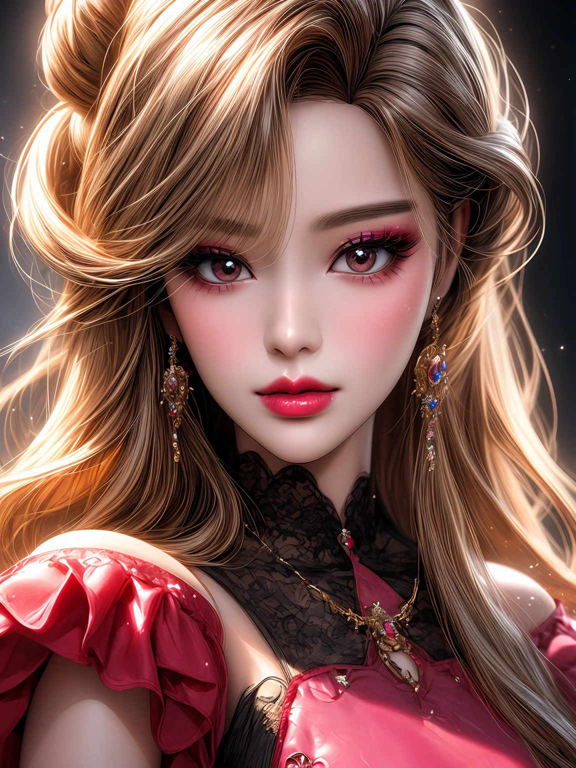 a close up of a barbie doll wearing a tiable, popular korean makeup, popular south korean makeup, artdoll, anime barbie doll, portrait of barbie doll, bjd, artificial intelligence princess, face - up, dollfie dream, fantastic details full face, portrait of female korean idol, kawaii realistic portrait, plastic doll, a beautiful fantasy empress, barbie doll