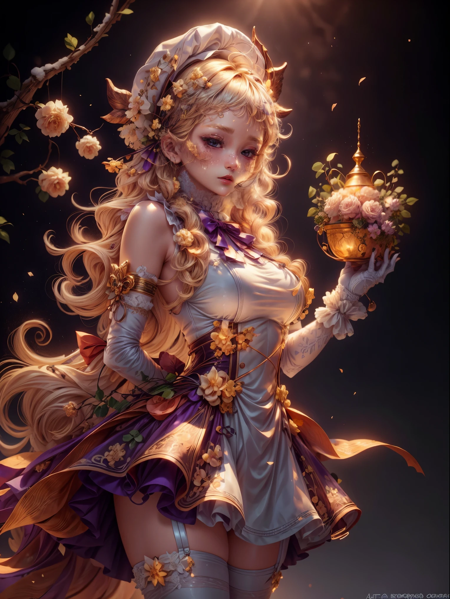 Z23,, ctextured skin, 8K, 美丽细致的眼睛, 电影灯光, beautiful  detailed face, ultra - detailed, Masterpiece Theatre of the World, 电影灯光,, 1个Giant Breast Girl, Alone, Blonde hair, a purple eye, hair pin, white  shirt, beret, of shoulders, mitts, Iron Cross, bike shorts, armlets, white mitts, cow boy shot,