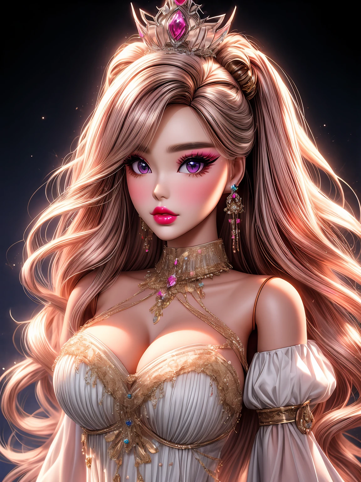 a full body photo of a barbie doll wearing a tiable, popular korean makeup, popular south korean makeup, artdoll, anime barbie doll, portrait of barbie doll, bjd, artificial intelligence princess, face - up, dollfie dream, fantastic details full face, portrait of female korean idol, kawaii realistic portrait, plastic doll, a beautiful fantasy empress, barbie doll