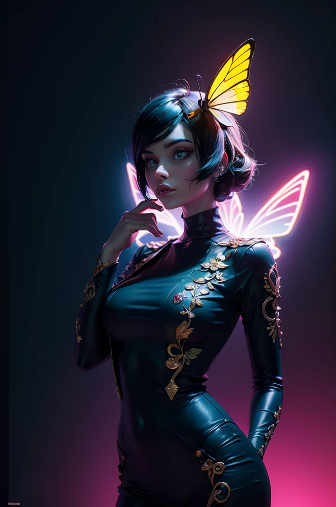 BlackLight Art, glowing butterfly, Psychedelic, mysterious, octane render, enhance, intricate, (best quality, masterpiece, Representative work, official art, Professional, unity 8k wallpaper:1.3)