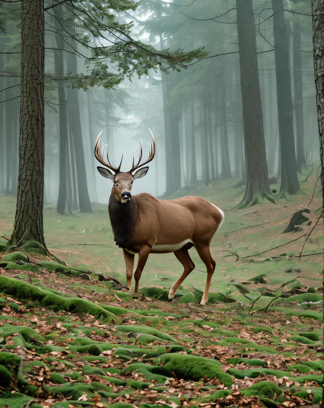 **a giant Stag alone in a magical winter forest --auto --s2