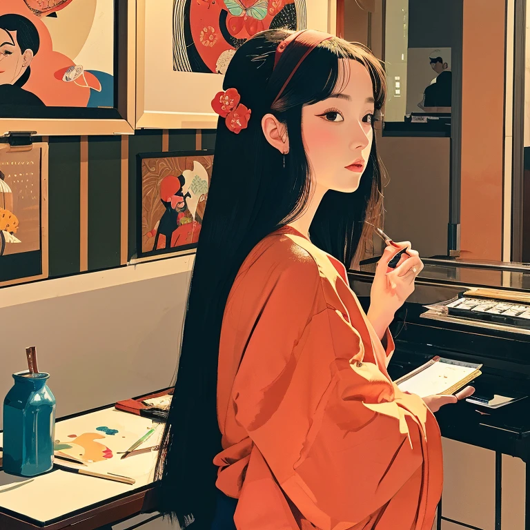 Illustration style、Fashionable、ukiyoe painting、near future、26 year old