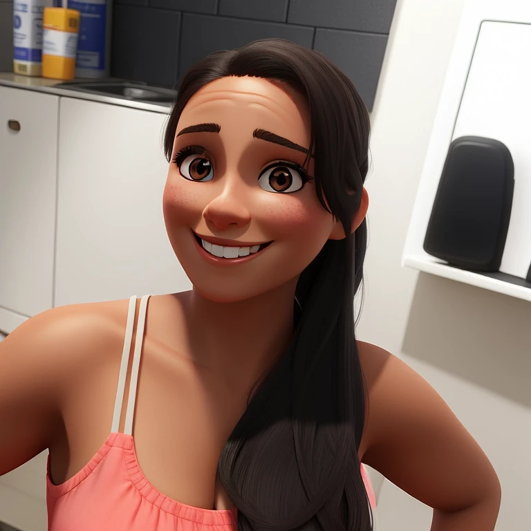 a woman smiling, no background