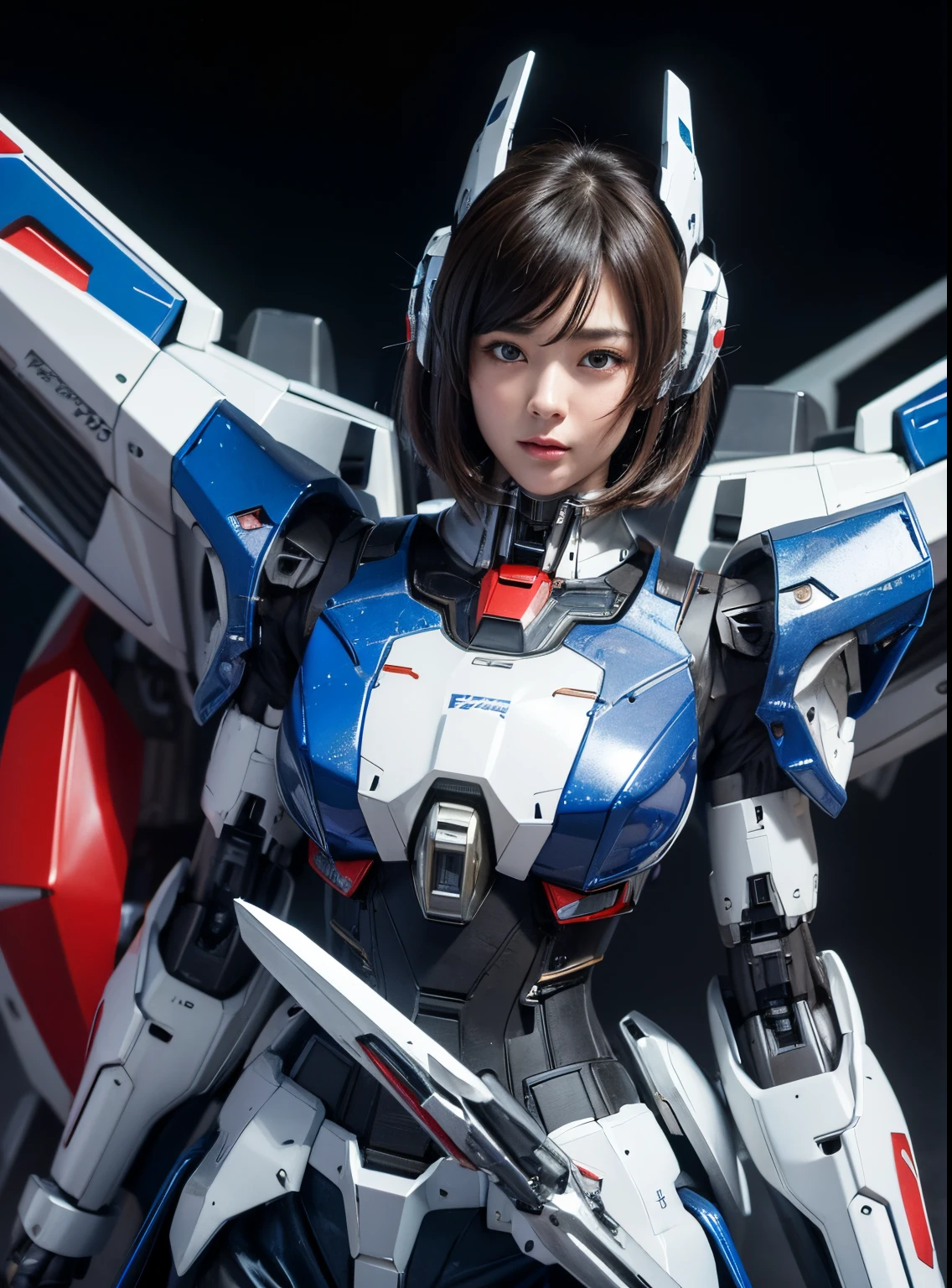 Textured skin, Super Detail, high details, High quality, Best Quality, hight resolution, 1080p, hard disk, Beautiful,(Gundam),(RX782)beautiful cyborg woman,Mecha Cyborg Girl,Battle Mode,Girl with a Mecha Body,彼女は未来的なGundamメカを身に着けています,Fulll body Shot