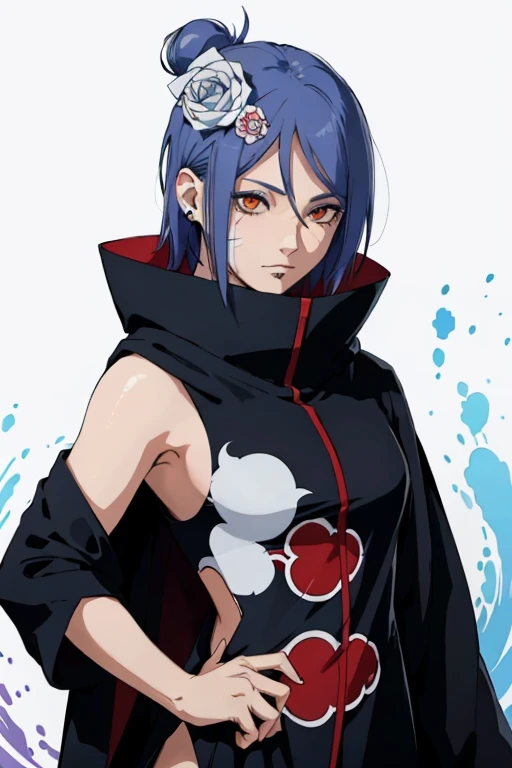 (melhor qualidade), (obra-prima), (ultra-detalhado: 1.2), (fotorrealista: 1.1), (alto), 1Menina,(injury:1.1),(sangue:1.1), Konan \(Naruto\), (biquini akatsuki:1.1), Piercing labret, (Papel:1.2), ripples, rodopiando, rainbowart, corpo inteiro, sexy, corpo perfeito,