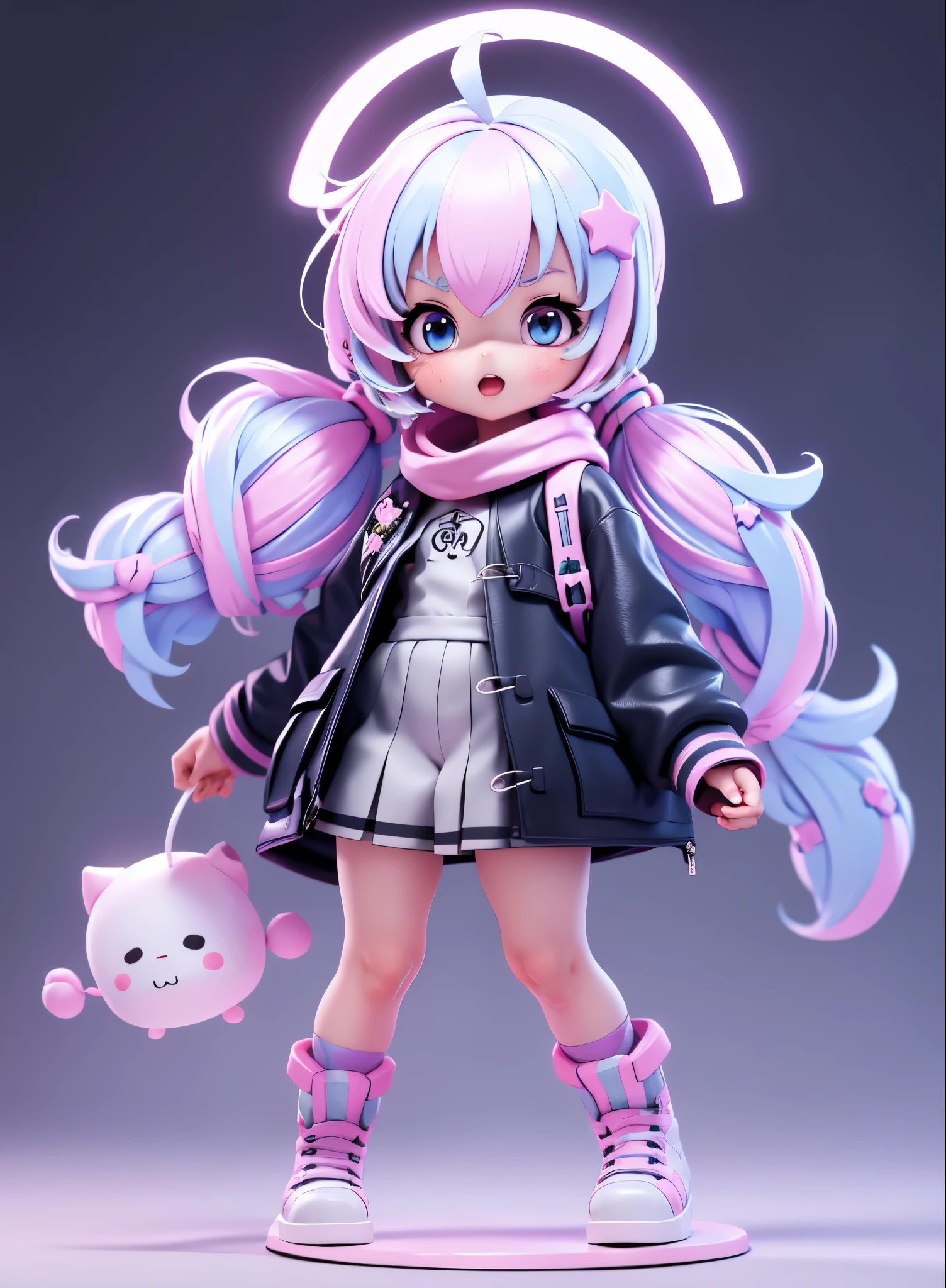 A girl with pink hair and black boots stands in front of a white background。。。。。。。。。。。, {{1 girl in}}, pink twintail hair and cyan eyes, Humanoid pink girl, Madoka Kaname, anime moe art style, best anime character design, anime monster girl, High quality anime art style, Anime girl named Lucy, art of kirokaze pixel