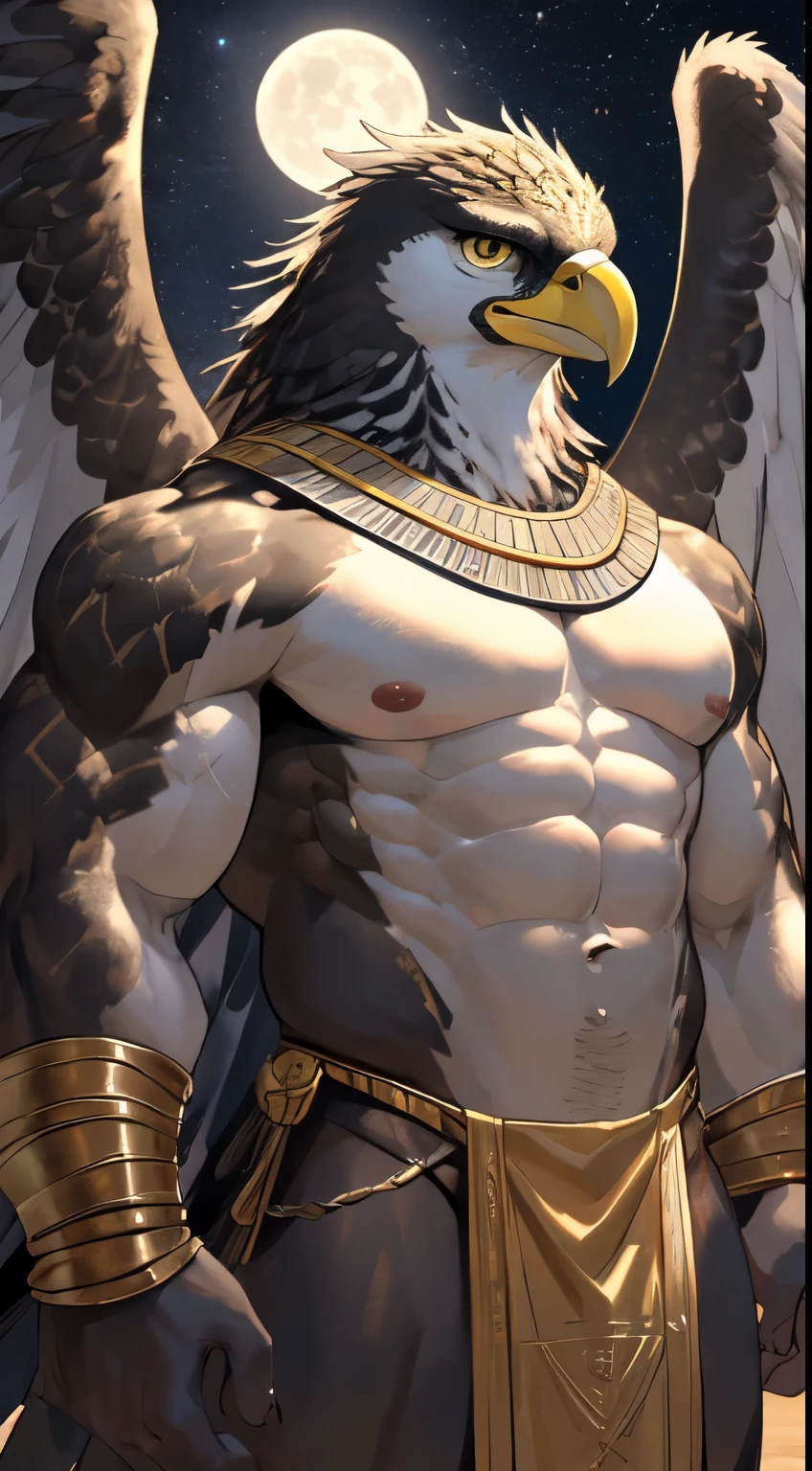 ultra-detailed, masterpiece, masterwork, high quality, best quality, hdr, (nature, japanese style), nsfw, male, solo, avian, (nude), (white little body crow), (long silver hair, beak, detailed yellow eyes, tsurime), horn, hip focus, dynamic angle, (foreskin, perfect balls), Hands and wings in one piece.