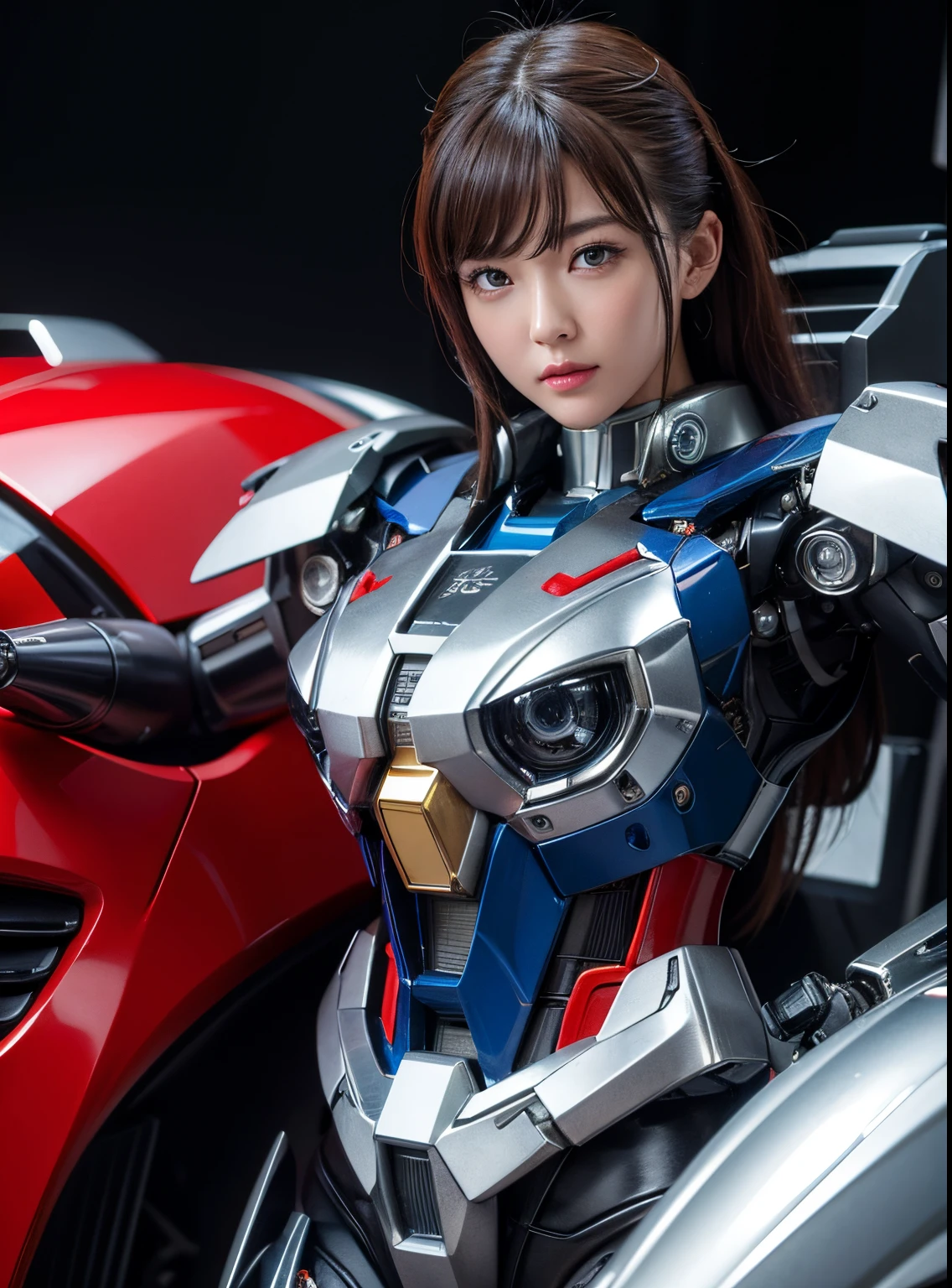 Textured skin, Super Detail, high details, High quality, Best Quality, hight resolution, 1080p, hard disk, Beautiful,(Gundam),(RX782)beautiful cyborg woman,Mecha Cyborg Girl,Battle Mode,Girl with a Mecha Body,彼女は未来的なGundamメカを身に着けています,fully body photo