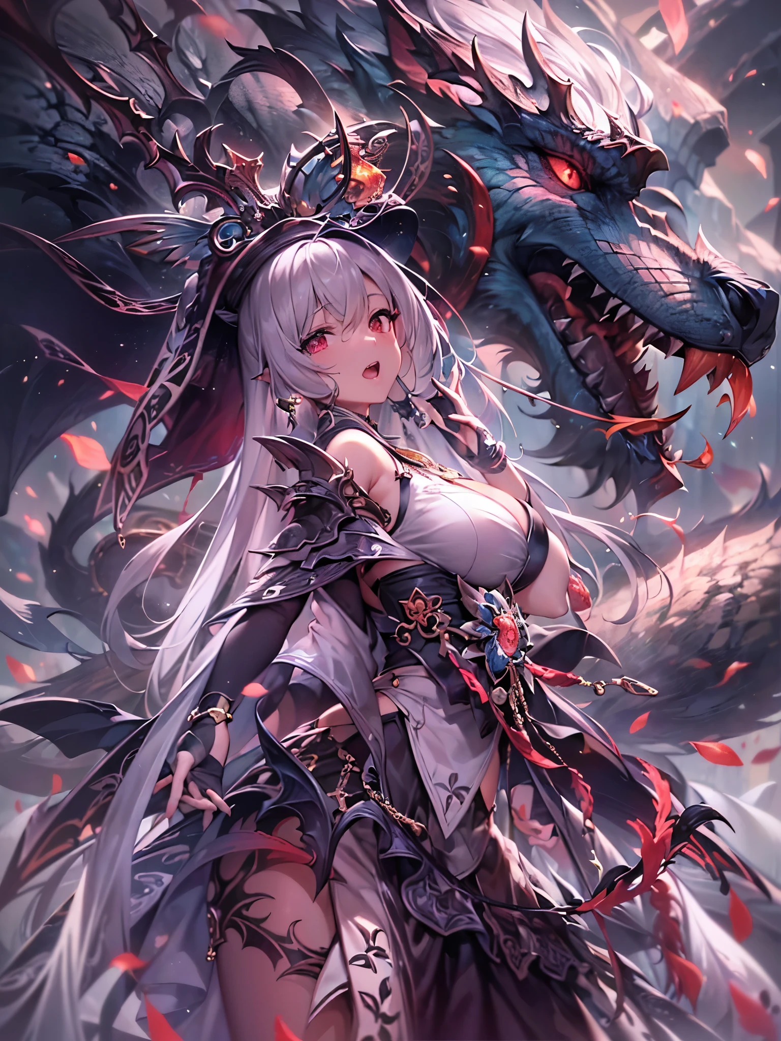 ((Finest quality)),(超A high resolution),(ultra-detailliert),(Meticulous portrayal),((Best CG)),(Finest works of art),Ultra-Precision Art,Amazing depiction of fantasy art, (1人の女性:1.5),Ryujin,Scale skin:1.5,roar 1.8 Trembling Atmosphere:1.5