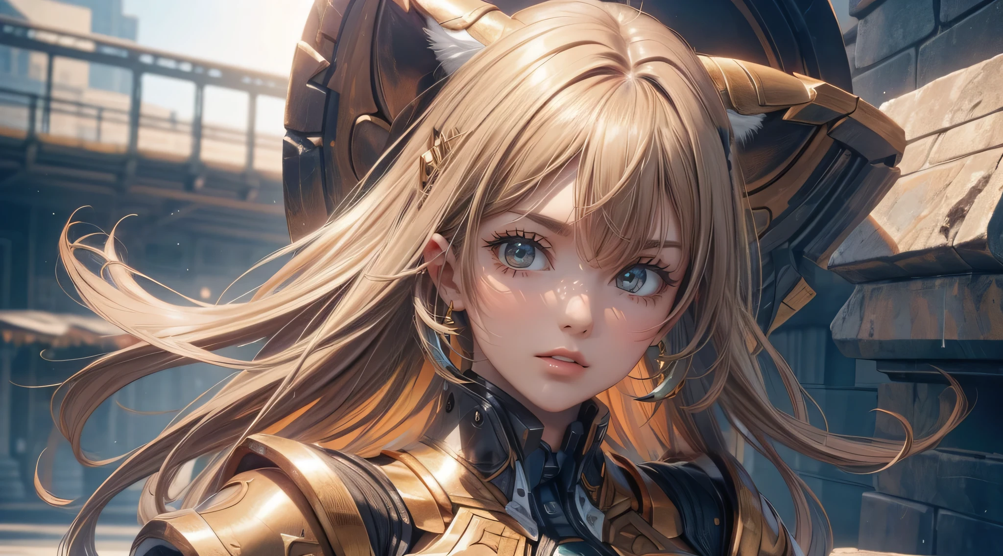 Dynamic fighting stance,1girl in,(Ultra detailed skin),Curve,Petite,Beautiful breasts,Large breasts,pale skin,pointed breast,Erect nipples,(Fantasy Art,Highest image quality,Hyperrealist portrait,(8K),Ultra-realistic,Best Quality, High quality, High Definition, High quality texture,high detailing,Beautiful detailed,fine detailed,extremely details CG,Detailed texture,realistic representation of face,masutepiece,presence,Dynamic,Bold),Bob Hair,(super thin hair),(ultra soft hair),(ultra straight hair:1.5),Swept long bangs,Extra bright coppery amber hair,Hair over one eye