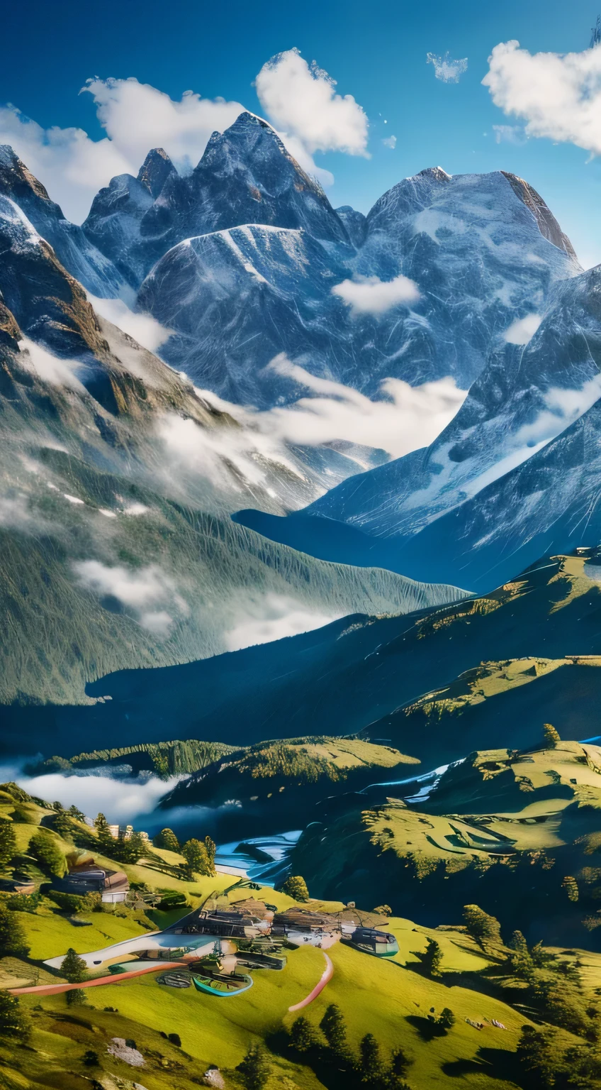 (best quality,4k,8k,highres,masterpiece:1.2),ultra-detailed,(realistic,photorealistic,photo-realistic:1.37),Sir George Everest, majestic peaks, snowy mountains, vibrant green valleys, lush greenery, realistic rendering, detailed textures, crisp and clear, breathtaking scenery, towering mountains, tranquility, peaceful atmosphere, pristine beauty, vast landscapes, untouched wilderness, immersive experience, epic vistas, stunning views, natural wonders, awe-inspiring, breathtaking beauty, crisp air, fresh mountain air, serene environment, picturesque, panoramic views, grandeur, majestic beauty, magnificent, ethereal, spectacular, tranquil valleys, snow-capped summits, towering peaks, rugged terrain, winding trails, adventurous spirit