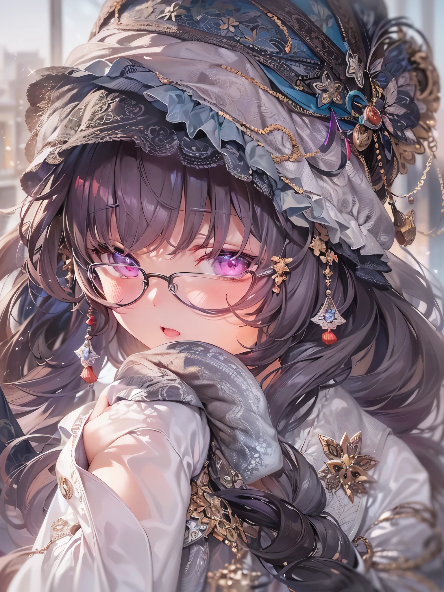 ((Finest quality)),(超A high resolution),(ultra-detailliert),(Meticulous portrayal),((Best CG)),(Finest works of art),Ultra-Precision Art,The art of astounding depiction, (1人の女性:1.5),(校服:1.5),Beautiful and well-groomed face,eye glass:1.5,Melancholy atmosphere, eventide:1.5,云