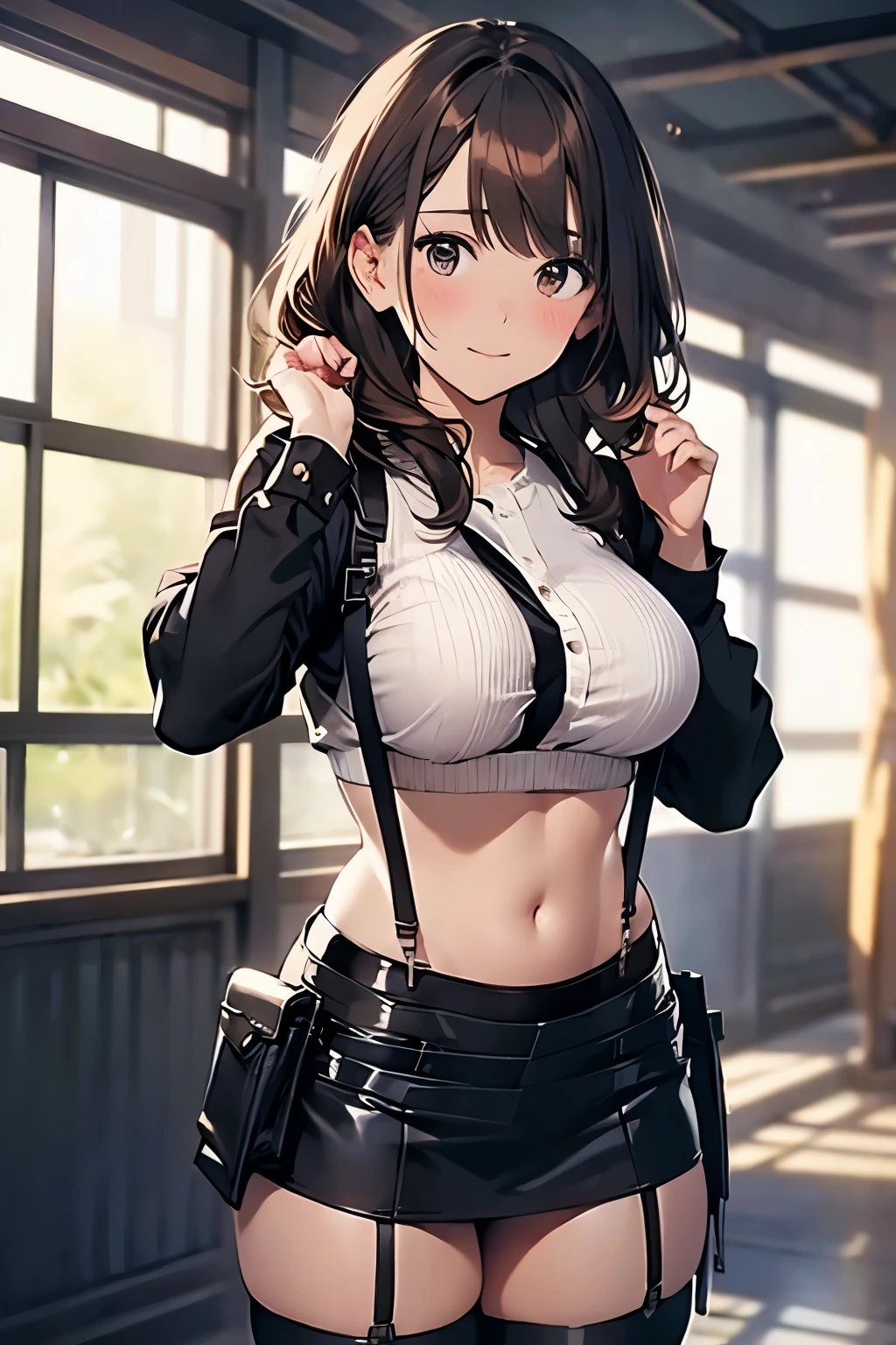 (masterpiece), Mature Schoolgirl, sexy, After, Floral lace underwear, Natural light, realistic, camel toe, diffused light, Depth of bounds written, black skirt, vapor, (lift skirt), (urination), lively.lace stockings,black bra with thin fabric,Nipple suke