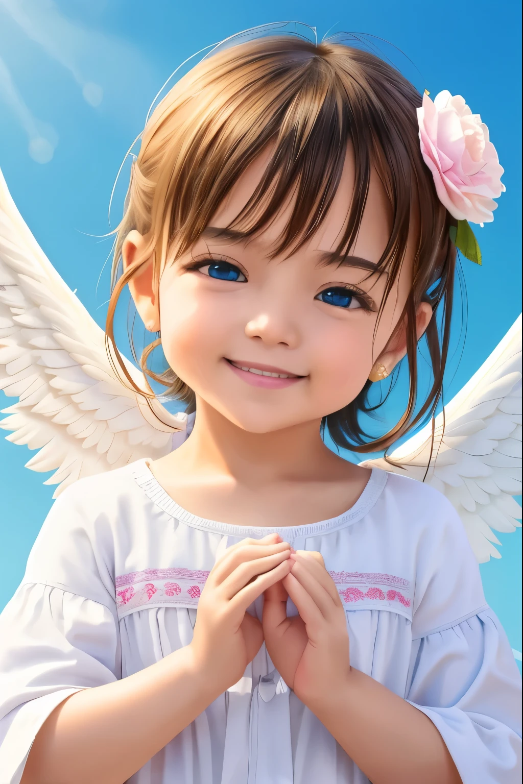 Blessings of Angels､Bright background、heart mark、tenderness､A smile、Gentle､ Angel