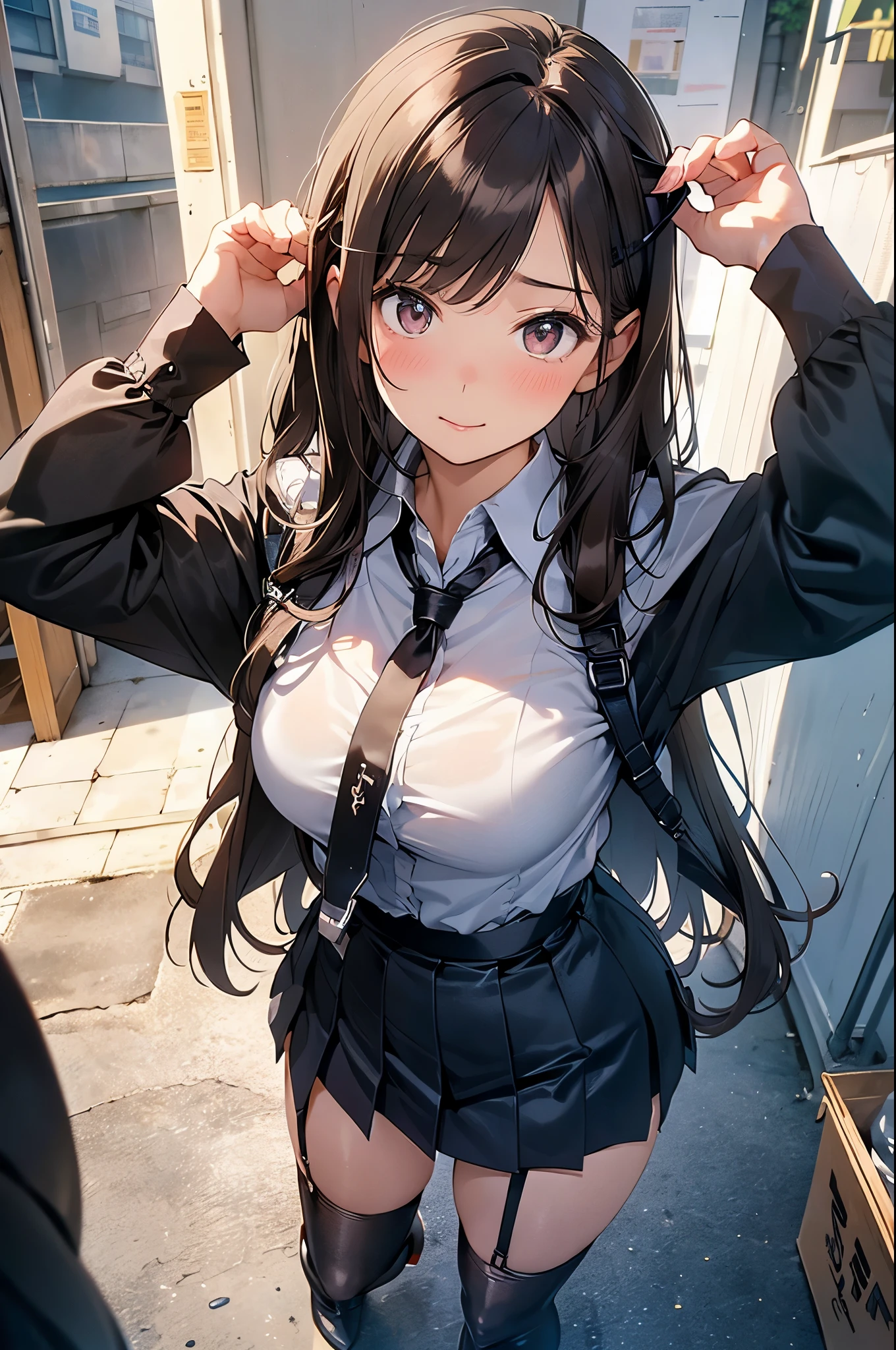 highest quality、High resolution、Detailed Background、(Beautiful face in every detail:1.4)、Anatomically correct、(Hide your fingers:1.3)、(Detailed facial expressions)、(Detailed eyes:1.2)、(Detailed eyes:1.2)、age beauty、(Highly detailed face:1.4)、Black Hair、Brown Hair、well-groomed eyebrows、(Huge breasts:1.1)、Teenbeauty、(Two beautiful girls:1.1)、(Huge breasts:1.1)、Black Hair、Brown Hair、Braided Bob、Braided Ponytail、Perfect body line、Thick thighs、Cute JK Uniform、Checkered pleated mini skirt、White Stockings、White panties、Cowboy Shot、
(A girl is crouching against the backdrop of buildings and landscapes, looking coldly at us.:1.5)、Panty Shot、
British Museum、Buckingham Palace