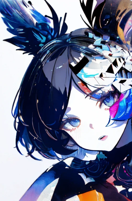 (extremely bright:1.1), white background, [1girl:7], (head tilt:1.2), ([sketch|watercolor \(medium\)]:1.15), (inkblot:1.1), (pale:1.2), chaotic abstract background, vector trace, gradient blending, vibrant colors, superb, extremely detailed, intricate, (extremely low contrast:1.4)