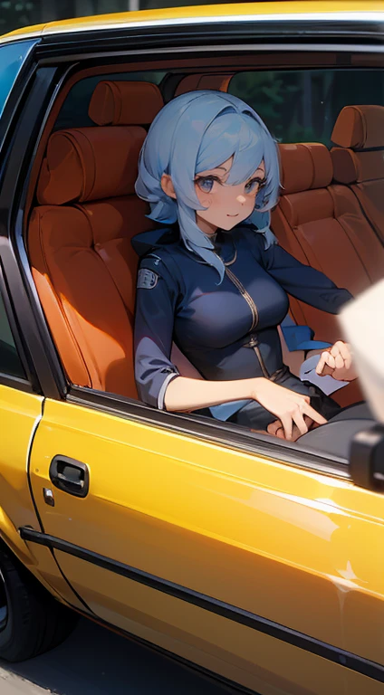 ((1boy,1womanl, Paiz+ilulu, POV crotch, pov hand, grabbing on breasts,  All in the mouth of a woman)), 8K, 超A high resolution, top-notch quality, masutepiece, professional-grade illustration(15 years old, cutest detailed beautiful face, Cute eyes with beautiful details, Light blue double-sided upholstery, Colossal tits, burst, cleavage), Ultra-, Background: Beautiful sky, inside of a car, Detailed Cloud, Rear seats with ultra-detail