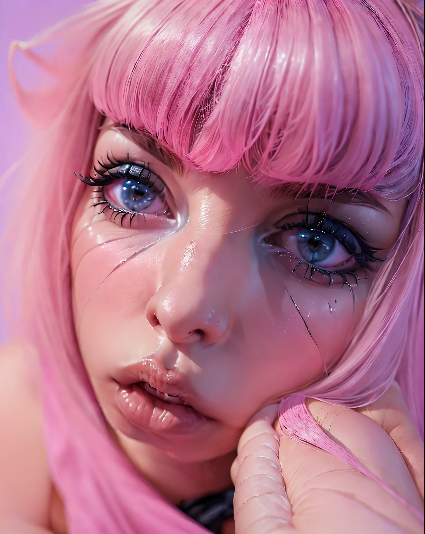 analog photo, editorial fashion photography, 24 year-old blonde woman, pink latex catsuit, night, masterpiece, best quality, ultra-detailed, ((ultraviolet light)), glow-in-the-dark clothes, glow-in-the-dark makeup, (((big boolonde hair, (((model pose))), (((((cleevage))))), pleated miniskirt, ((((((sexy thief uniform)))))), slutty, sweaty, hot, sexual, black pantyhose, detailed skin texture, beautiful detailed face, hyperrealistic, real, 4k, (((big boobs))), (((slim body))), (((((fit body))))), ((abs)), supermodel, masterpiece, eye level, Kodak Funsaver, Porta 160, 20mm, bokeh, in the style of Nan Goldin, textured, high contrast, ultrarealistic, 4k, hyperreal, modern, ((minimal))