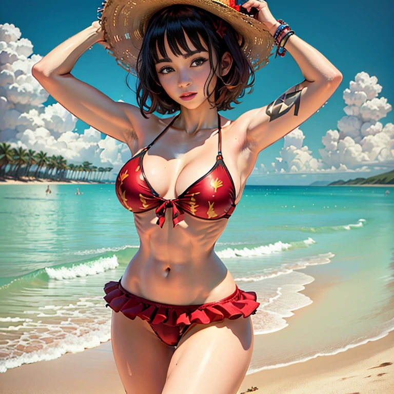 femele　The bikini　Colossal tits　A dark-haired　short-hair　shores