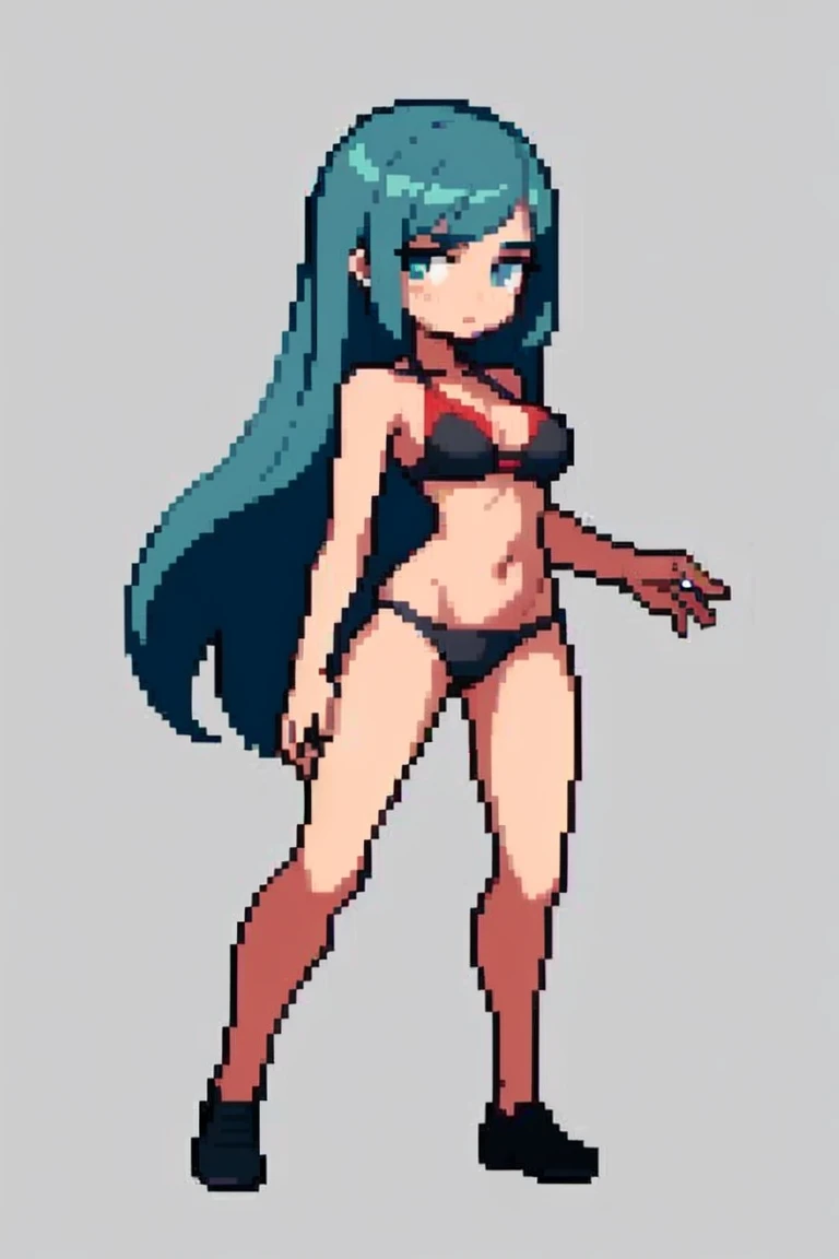 (masterpiece, top quality, best quality, less detail, 8-bit color), pixel,pixel art,1girl, fullbody, smack studio, separate body for edit, (micro bikini)