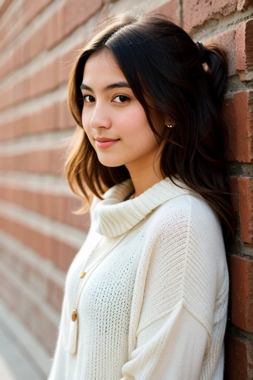 " girl with a modest appearance, simple clothing style and natural attractiveness. Focus on its unpretentiousness and natural beauty."