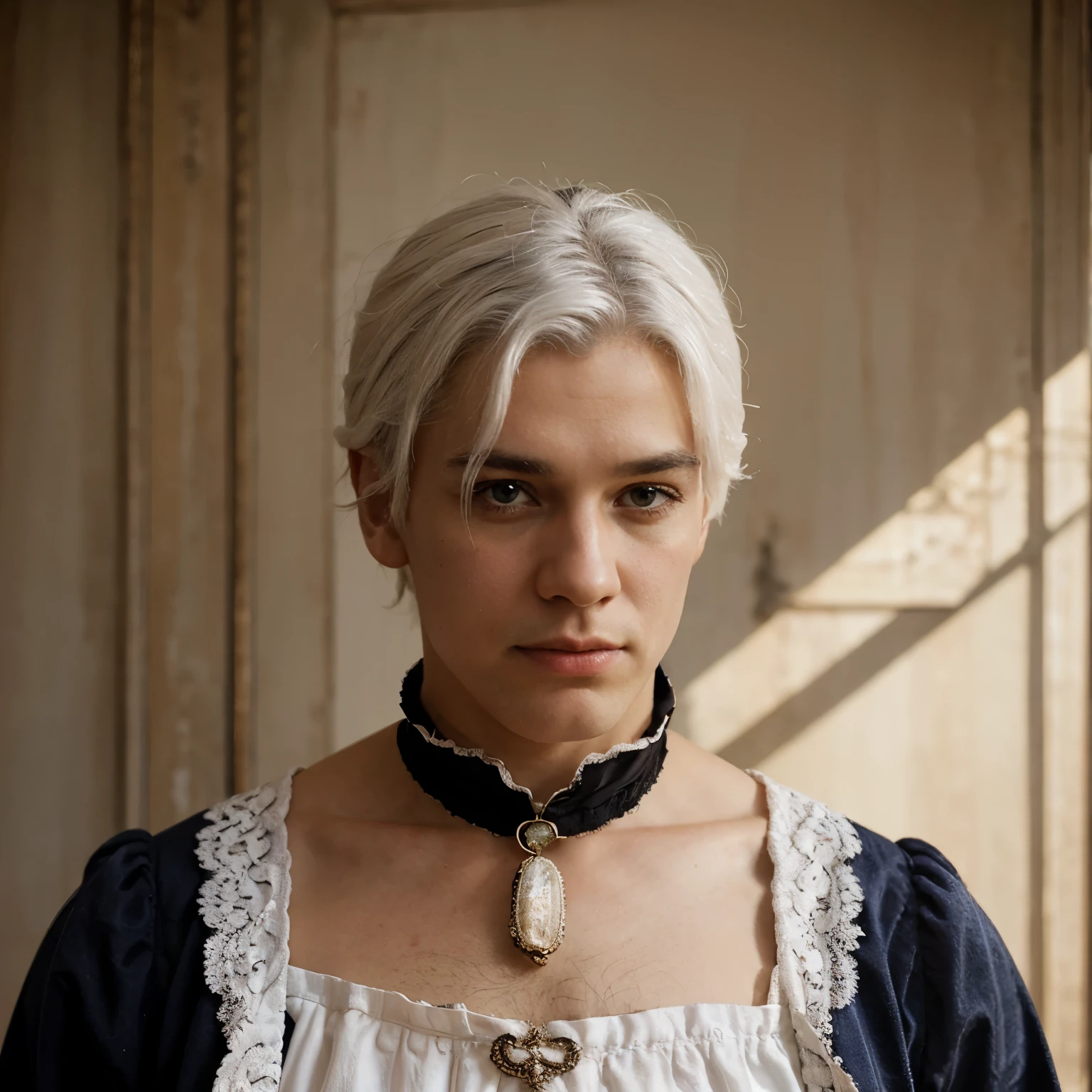 1man, Wears Victorian era clothes, realistic, white hair, handsome