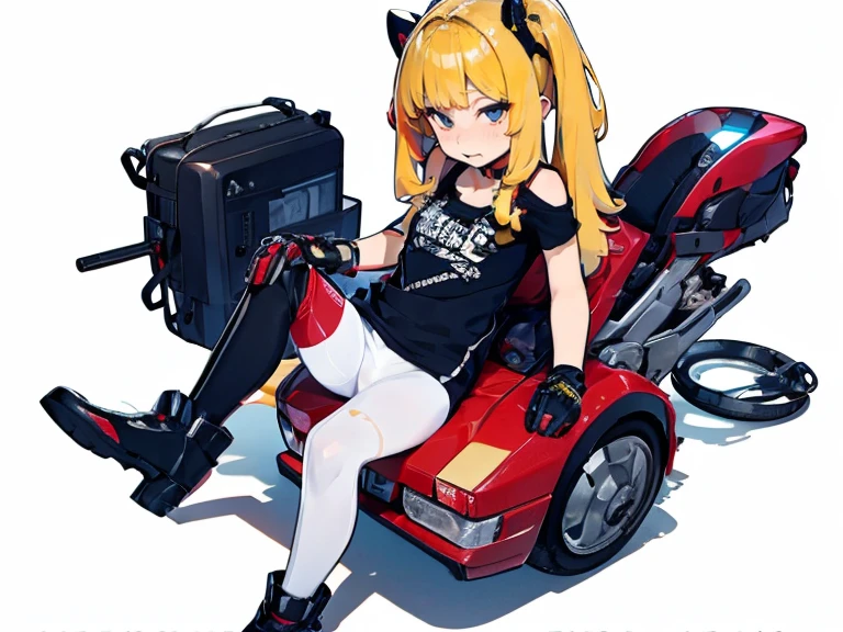 masutepiece, alta qualidade, alta resolução, alta textura, 8k, HighDynamicRange, Robot girl in sexy costume, Seios enormes, transparent white pantyhose, mechas, Cabelos brancos curtos, mechanical prostheses, mechanic legs, cabelos desgrenhados、pele detalhada、fine-grained skin、Motocicletas de Grande Porte, Andar de bicicleta, Noite, Cyberpunkcidade