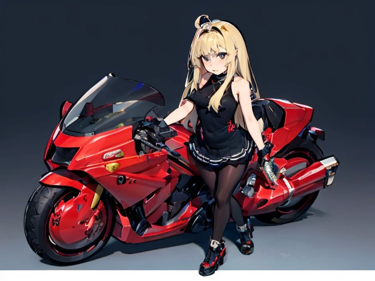 masutepiece, alta qualidade, alta resolução, alta textura, 8k, HighDynamicRange, Robot girl in sexy costume, Seios enormes, transparent white pantyhose, mechas, Cabelos brancos curtos, mechanical prostheses, mechanic legs, cabelos desgrenhados、pele detalhada、fine-grained skin、Motocicletas de Grande Porte, Andar de bicicleta, Noite, Cyberpunkcidade