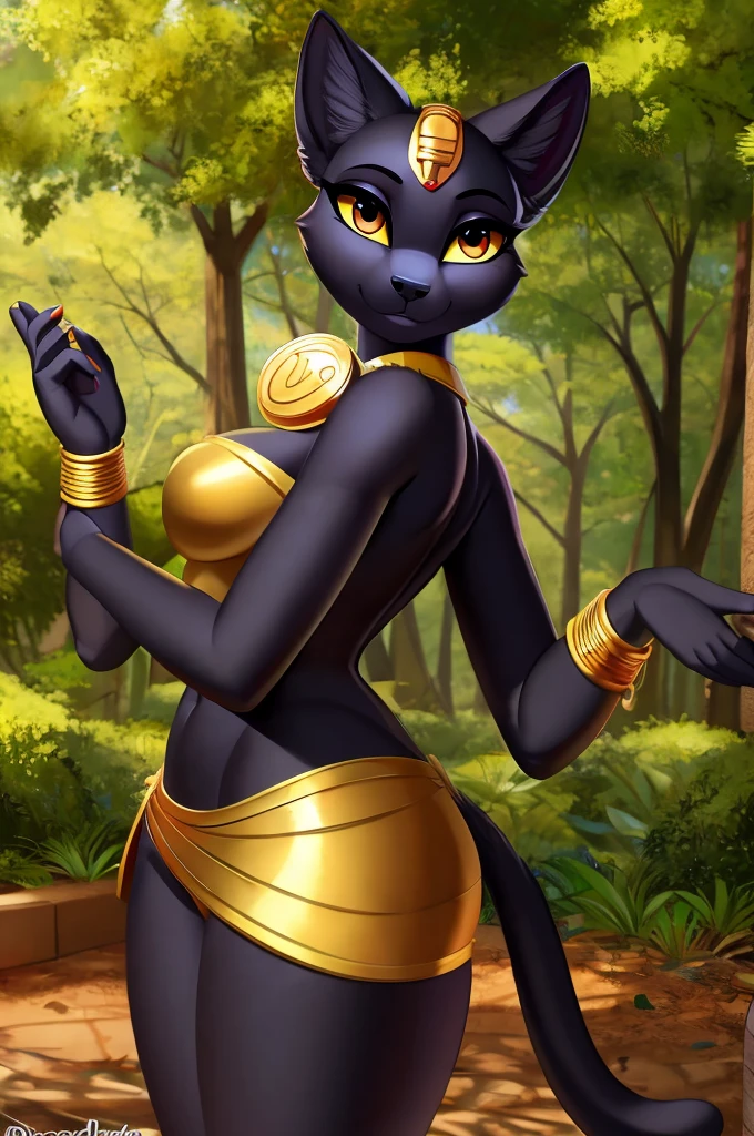 by discordthege, anthro black cat goddess bastet. solo
