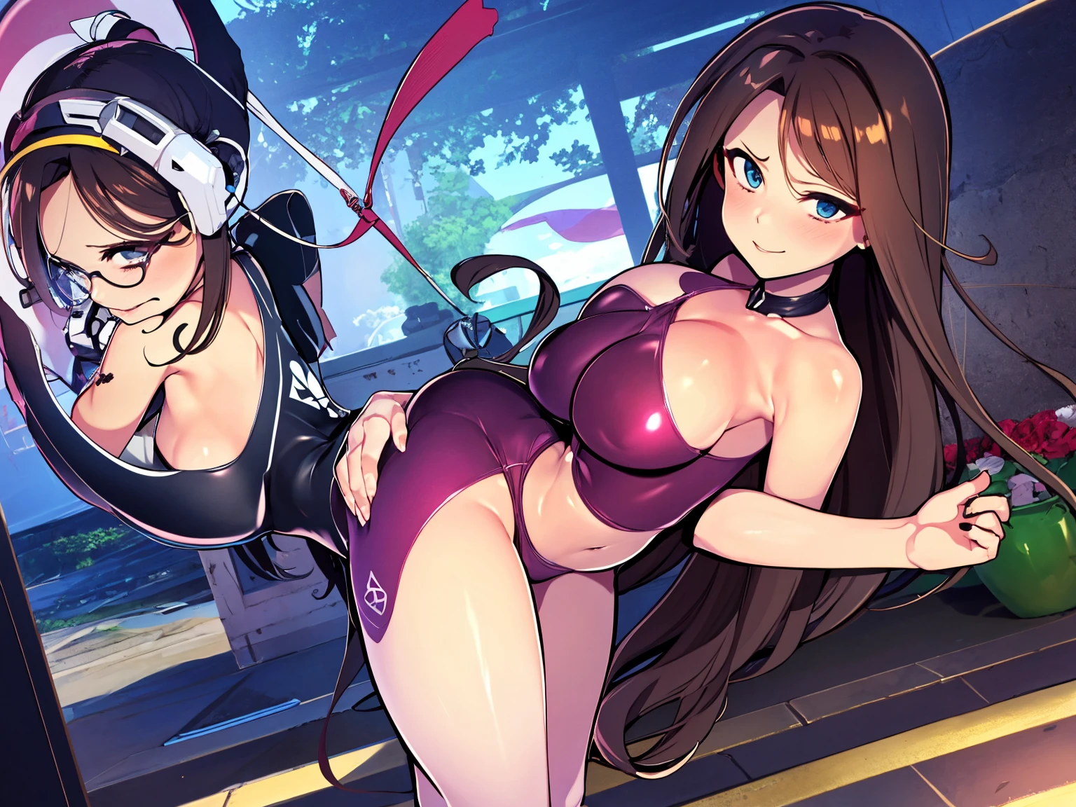 masutepiece, alta qualidade, alta resolução, alta textura, 8k, HighDynamicRange, robot woman in y costume, Seiormes, transparent white pantyhoschas, Cabelos brancos curtos, mechanical prostheses, mechanic legs, cabelos desgrenhados、pele detalhada、fine-grained skin、Motocicletas de Grande Porte, Andar de bicicleta, Noite, Cyberpunkcidade