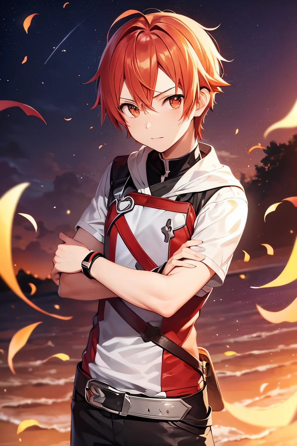 (Sword Art Online Style) A boy with silver red hair with orange eyes