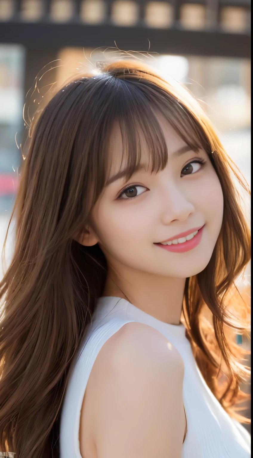masutepiece, Best Quality, Illustration, Ultra-detailed, finely detail, hight resolution, 8K Wallpaper, Perfect dynamic composition, Beautiful detailed eyes, Women's Fashion Summer,Long hair,Big Natural Color Lip, Bold sexy poses,Smile,Harajuku、20 years girl、Cute、Sexy shot looking at camera