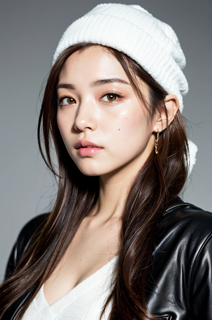 ((8k:1.27), best quality, masterpiece, ultra highres:1.2) Photo of Pretty Japanese woman
(beautiful:1.1) (sci-fi warrior woman:1.1) space soldier, (beanie:1.61) (leather jacket:1.21) intricate elegant, fantasy, detailed, ometric by greg rutkowski and alphonse mucha, gradient lighting,full body, Ultra-realistic capture, Highly detailed, High resolution 16k close-up of human skin. Skin texture must be natural, With such detail that pores can be finely identified. Skin should look healthy, In a uniform tone. Use natural light and color, streaked hair, streaked hair, long hair, pov, UHD, retina, masterpiece, ccurate, anatomically correct, super detail, textured skin, high details, high quality, best quality, highres, 1080P, HD, 4K, 8k