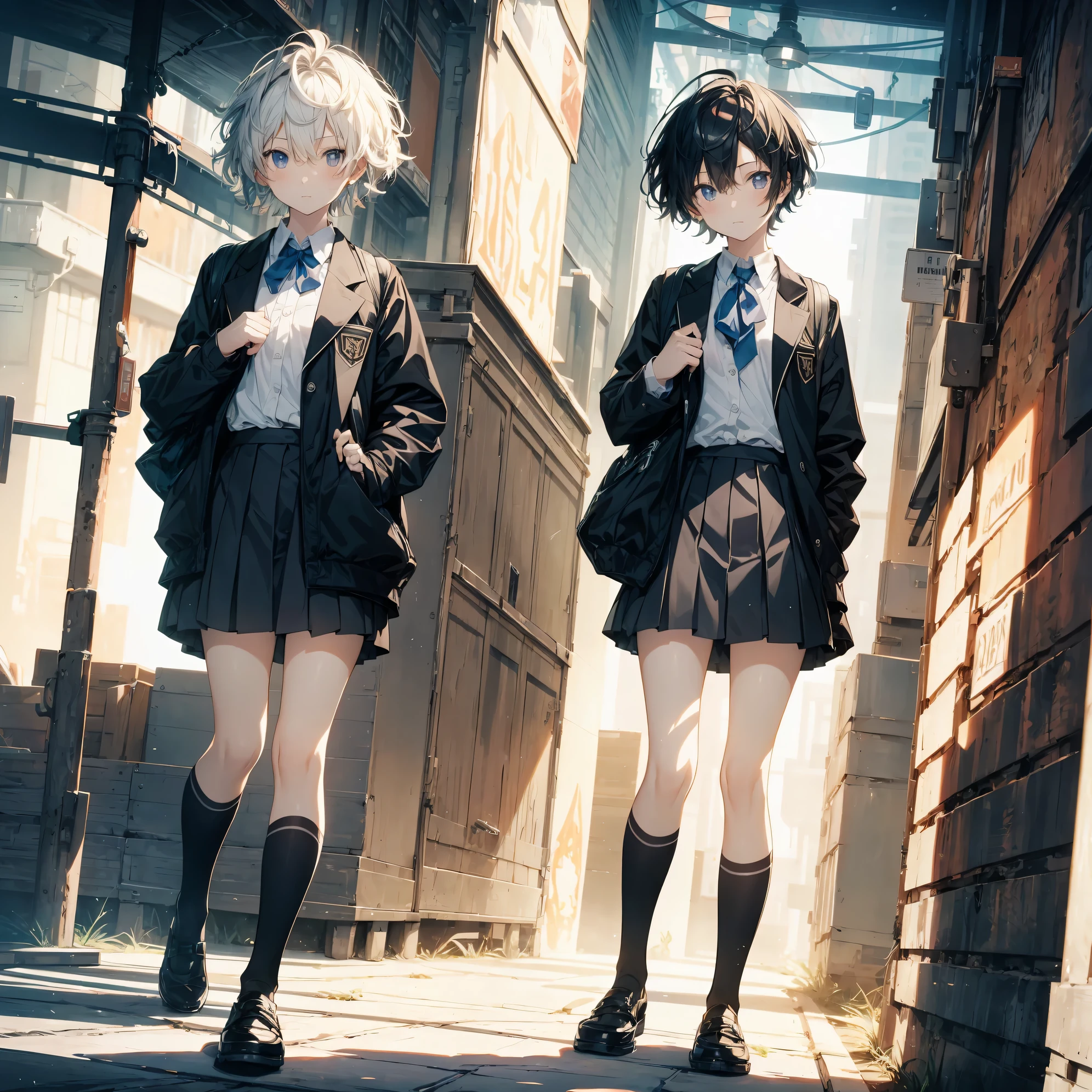 Super high quality by the art god, Ultra-detailed, High resolution, anime moe art style, best anime 8K konachan wallpaper, Pixiv Contest Winner, Perfect Anatomy, BREAK,(Draw a girl sleepily walking to school. ),BREAK, 1girl in, (Solo,Lori,child,13years:1.3),Full limbs, complete fingers,a junior high school student, Androgynous attraction, (Very short hair), Sleeping hair, hair messy, flat chest, Small butt, groin, Small eyes,Beautiful detailed black eyes, Well-proportioned iris and pupils, disgusted eye, High resolution detailed hair, School uniform, Skirt, On the way to school. BREAK,Ultra-detailed細なスキン, Best lighting by famous artists, 8K, Illustration,