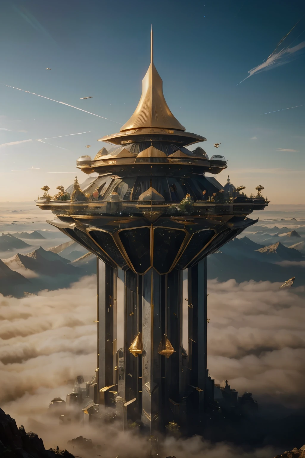 Fantasy, ((In the style of Greg Rutkowski)), Heavenly Angels, ((New Heaven, New Earth)), ((Futuristic architecture)): Celestial Mansions of Gold and Crystal rising above vibrant forests, inhabited by magical creatures and luminous energy. The crystal rooftops reflecting the golden sunrays, casting a spectacle of light across the landscape.
Fantasy: ((Greg Rutkowski style)), ((Clouds in the skies)), ((Futuristic architecture)), Glory of God, Power and Honor, (Army of Angels), (Retrofuturism), (cottagecore), ( all of pure gold), ((Inspired by H.R. Giger)), (mist close to the ground, rolling in the distance), ((glorious splendor rolling)), Celestial City of Gold and Resplendent Crystal
Fantasy: ((Greg Rutkowski style)), ((Clouds in the skies)), ((Futuristic architecture)), Glory of God, Power and Honor, (Army of Angels), (Retrofuturism), (cottagecore), ( all of pure gold), ((Inspired by H.R. Giger)), (mist close to the ground, rolling in the distance), ((equal height, length, and width)), ((rolling glorious splendor)), Celestial City of Gold and resplendent crystal
/imagine prompt: A gigantic city, (Spaceship), (Cube shape), ((gold and crystal)), (Futuristic Architecture,Middle Eastern), ((Hanging Gardens)), damask pattern, gold, jade, jasper, quartz, rose gold, sapphire, akos major, aerial photography, full body shot, fantastic realism, angelcore, hyper realism, dreamy glow, floodlight
/imagine prompt: A gigantic city, (Spaceship), (Cube shape), ((gold and crystal)), (Futuristic, Middle Eastern architecture), (Hanging Gardens), (Very Tall Towers), damask pattern, gold, jasper, sapphire, quartz, rose gold, akos major, aerial photography, full body shot, fantastic realism, golden hour
Fantasy: ((Greg Rutkowski style)), ((Clouds in the skies)), ((Futuristic architecture)), (Inspired by Middle Eastern architecture), Glory of God, Power and Honor, (Army of Angels), (Retrofuturism), (cottagecore), ( all of pure gold), ((Inspired by H.R. Giger)), (mist close to the gro