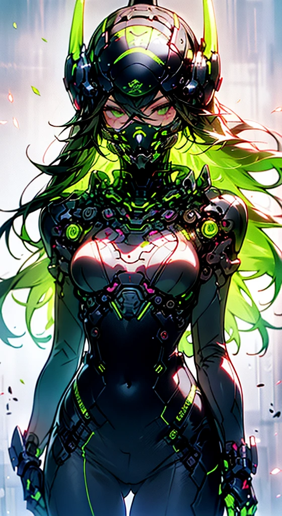 Girl(mechanical both arms)(twin tail)(in combat),put on mask(full face),8K,Ultra Detail,ultra-quality,ultra precision,ultimate masutepiece,No extra arms,No extra legs,No extra fingers,No extra hands,
