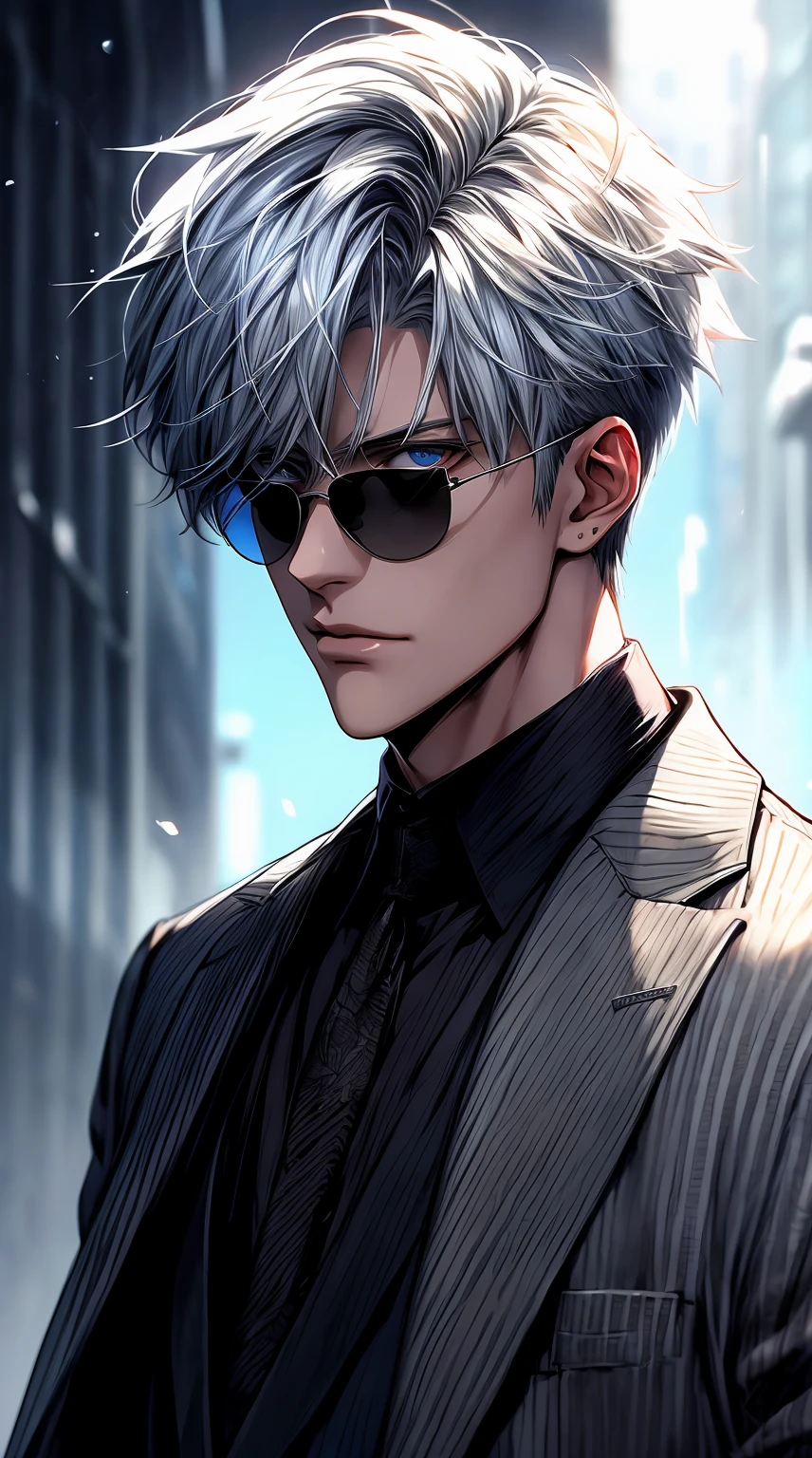 anime boy with white hair and sunglasses staring at something, tall anime guy with blue eyes, ken kaneki, kaneki ken, white haired, white-haired, male anime character, 4k anime wallpaper, anime wallaper, male anime style, best anime 4k konachan wallpaper, 2 b, 2b, handsome anime eyes, anime wallpaper 4 k