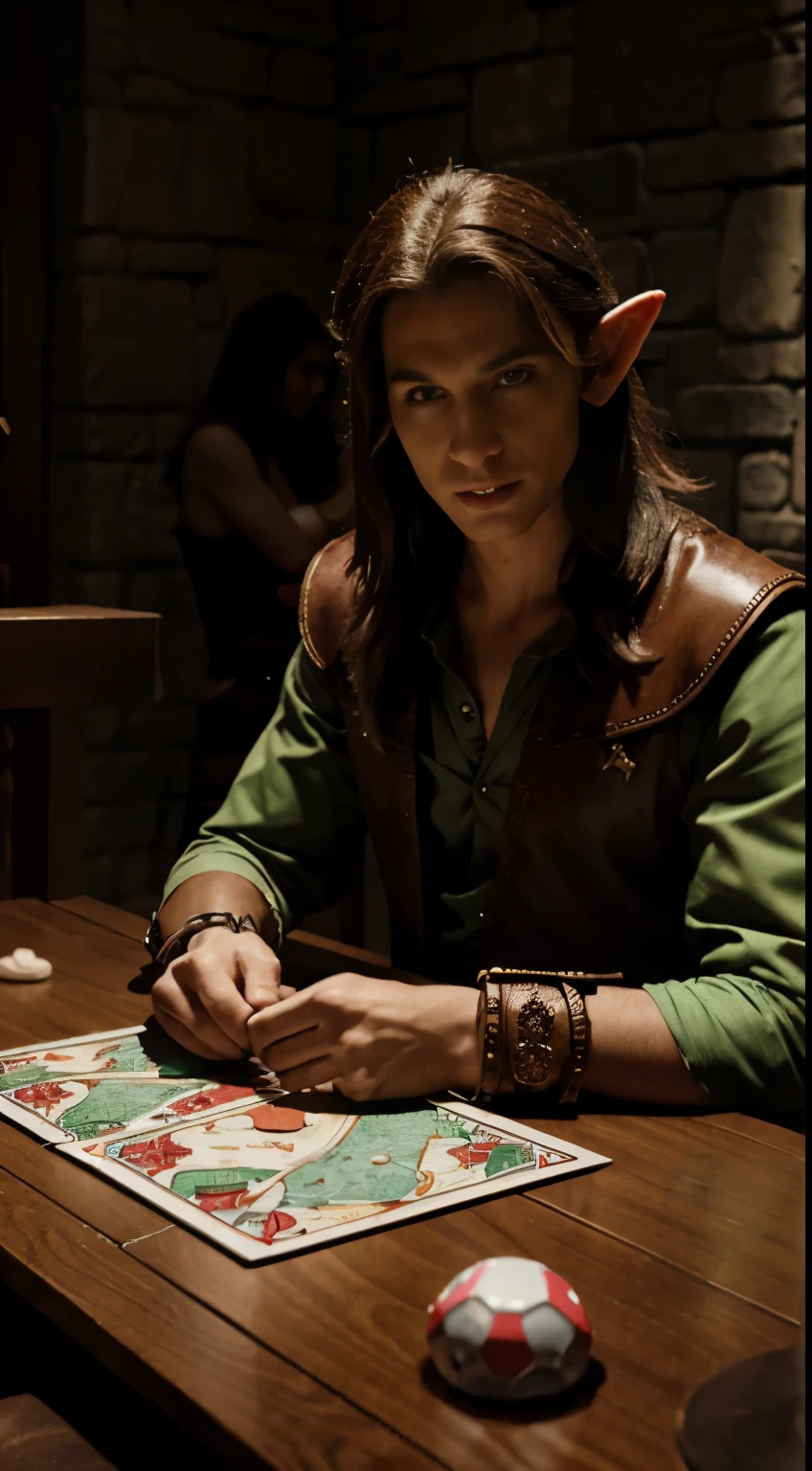 (elf) poker cards player, flamboyant, (male), fantasy, dungeons dragons, RPG, epic character concept art, illusionist