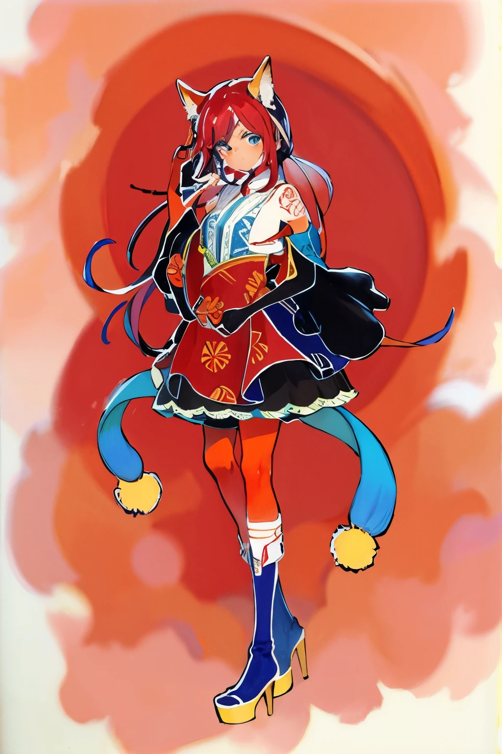 Overall color, , warm color, traditional drawing style, Thick lines